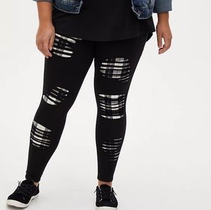 Torrid Slashed Plaid Underlay Leggings